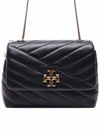 Gold Hardware Kira Chevron Chain Shoulder Bag Black - TORY BURCH - BALAAN 3