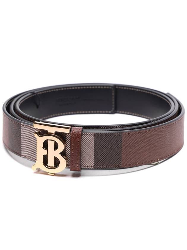 Reversible Checked Leather Belt Dark Birch Brown - BURBERRY - BALAAN 4