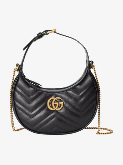 GG Marmont Half Moon Mini Bag Black - GUCCI - BALAAN 2