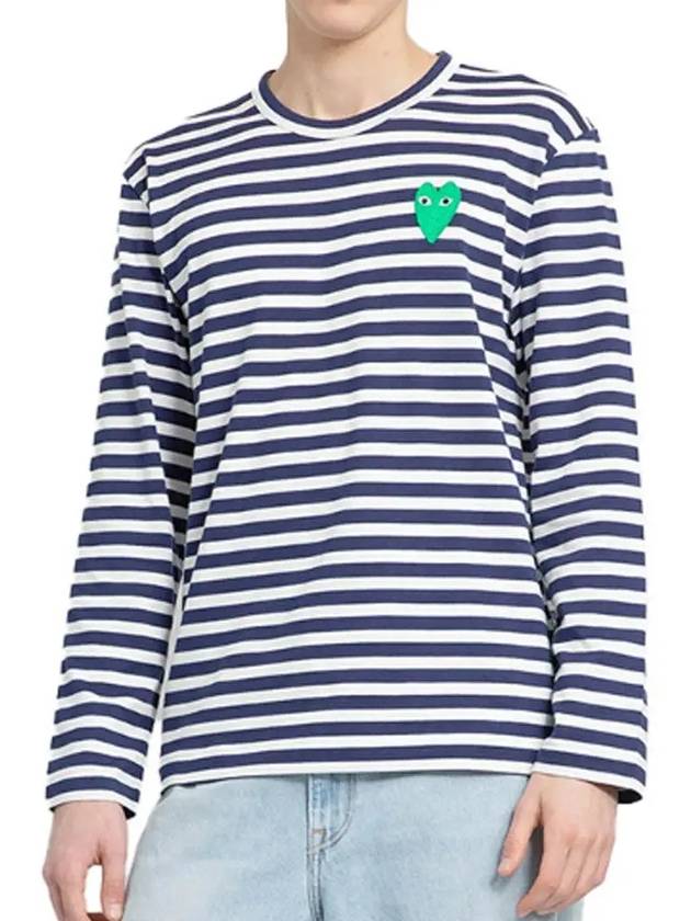 Men's Striped Logo Long Sleeve T-Shirt Blue - COMME DES GARCONS - BALAAN 3