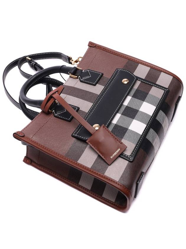 Checked Freya Leather Mini Tote Bag Brown - BURBERRY - BALAAN 6