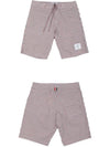 Men's Seersucker 4 Bar Drawstring Board Swim Shorts White - THOM BROWNE - BALAAN 4