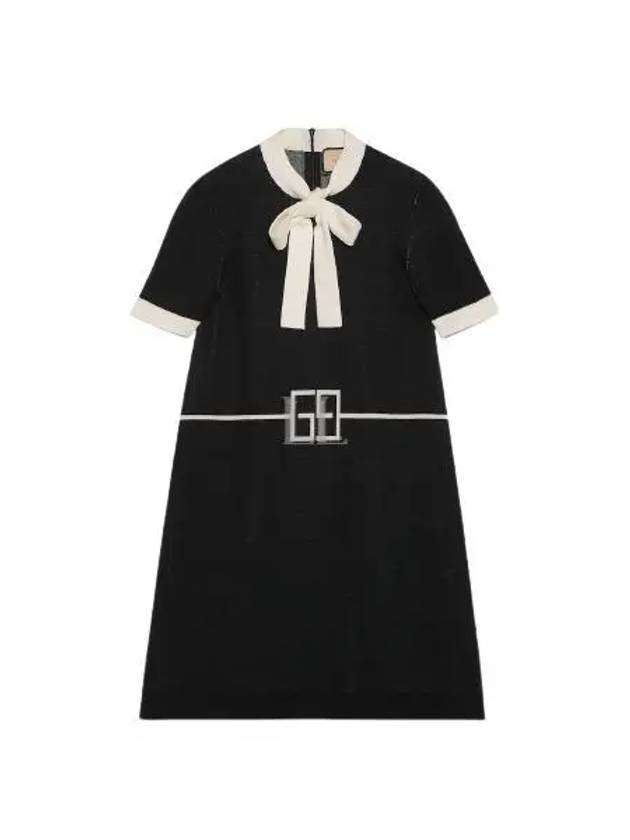 Square GG Wool Jacquard Short Dress Black Ivory - GUCCI - BALAAN 2