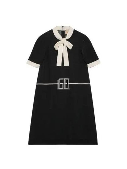 Square GG Wool Jacquard Short Dress Black Ivory - GUCCI - BALAAN 2