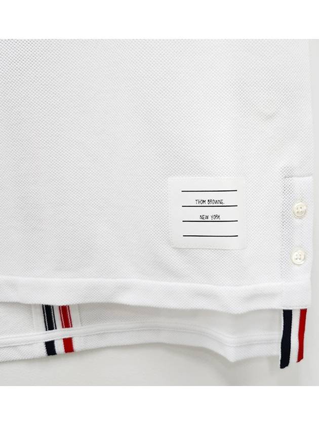 Center Back Stripe Classic Cotton Pique Relaxed Fit Short Sleeve T-Shirt White - THOM BROWNE - BALAAN 6