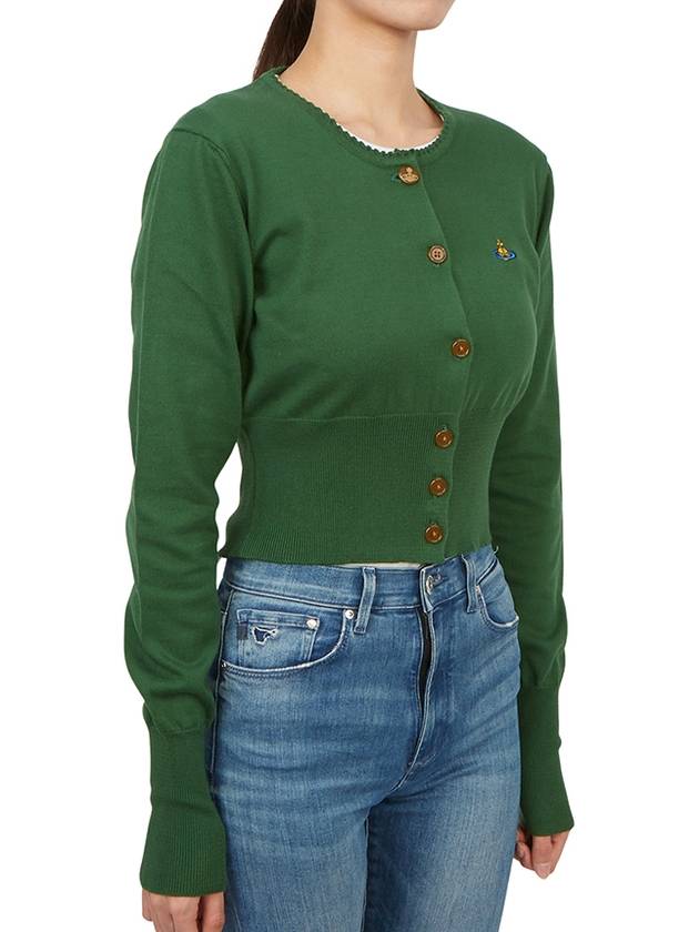 Women s Bea Embroidered Logo Crop Cardigan Green - VIVIENNE WESTWOOD - BALAAN 7