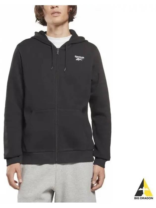 RI Left Chest Logo Hooded Zip Up Black HG4450 - REEBOK - BALAAN 1