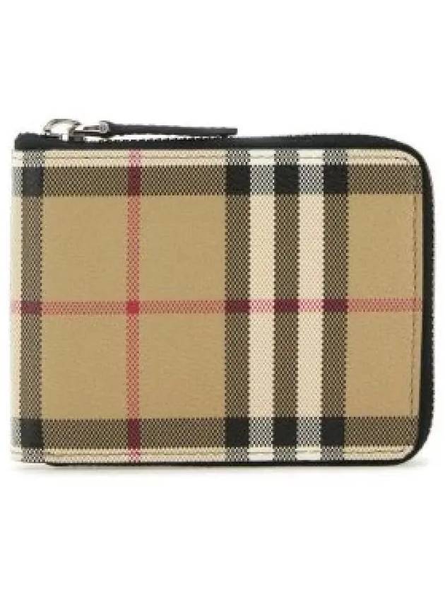 Checked Zipped Half Wallet Beige - BURBERRY - BALAAN 2