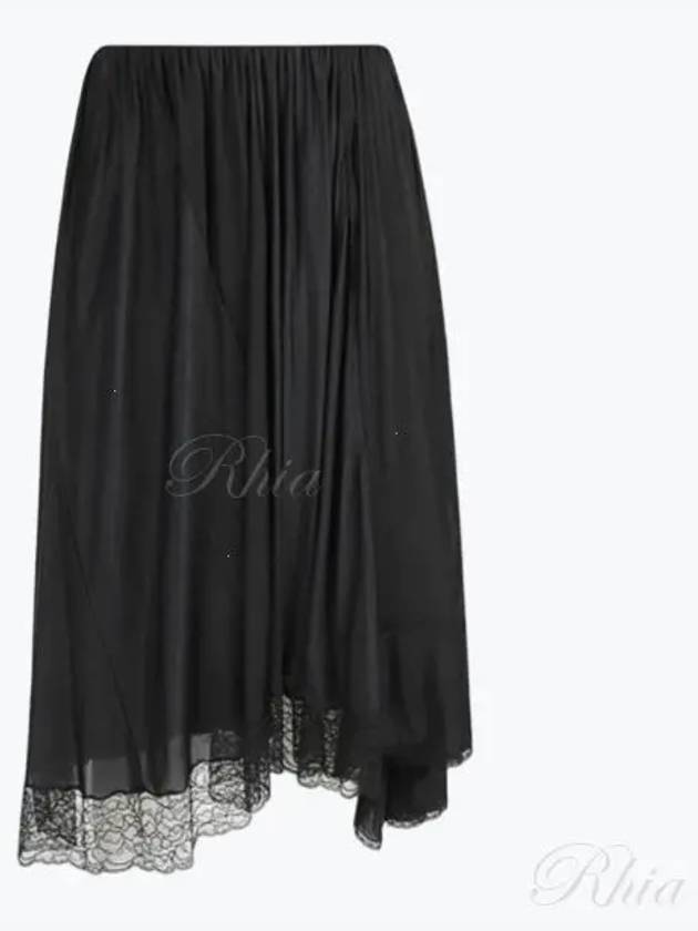 Lace Trimmed A-Line Skirt Black - BALENCIAGA - BALAAN 2