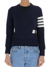 4-Bar Striped Waffle Wool Cashmere Pullover Knit Top Navy - THOM BROWNE - BALAAN 3