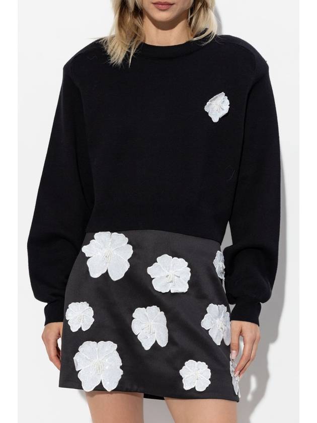 ROTATE Sweatshirt With Floral Motif Appliqué., Women's, Black - ROTATE - BALAAN 3