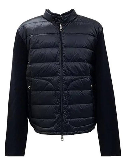 Logo Patch Padded Zip-Up Cardigan Blue - MONCLER - BALAAN 2