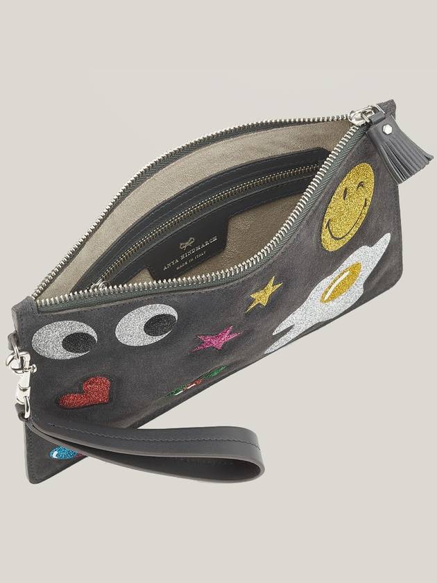 Anya Hindmarch glitter sticker clutch bag 960694 030 CHARCOAL AHB014 - ANYA HINDMARCH - BALAAN 4