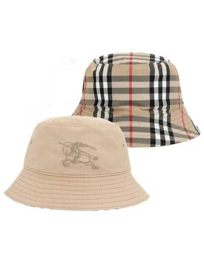 Kids Check Reversible Cotton Baseball Cap Hat Sand - BURBERRY - BALAAN 2