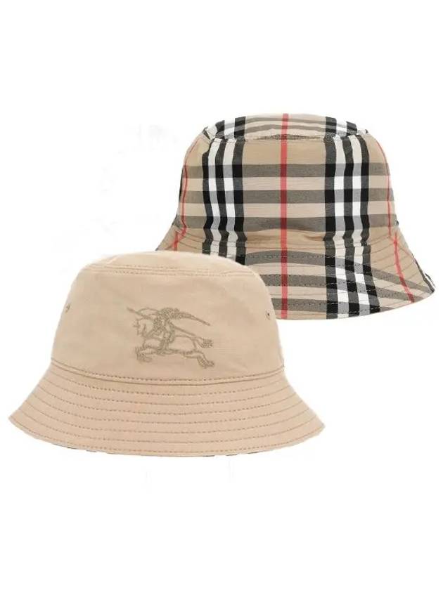 Kids Check Reversible Cotton Baseball Cap Hat Sand - BURBERRY - BALAAN 3