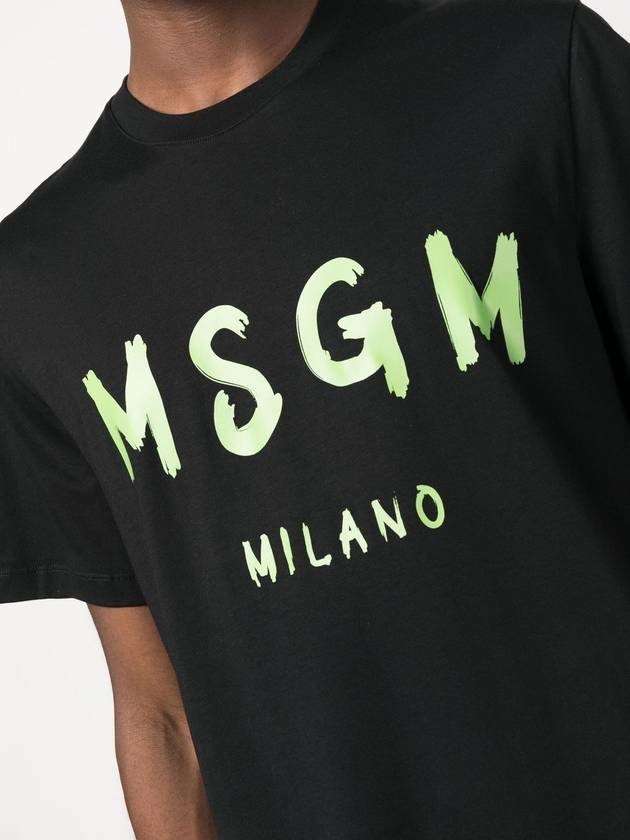 Milano Brushed Logo Cotton Short Sleeve T-Shirt Black - MSGM - BALAAN 6