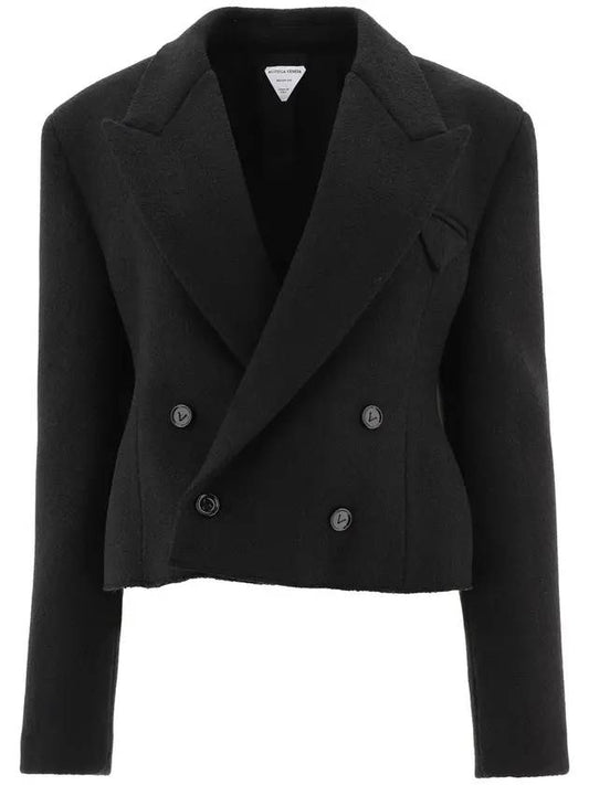 Felted Chevron Wool Crop Jacket Black - BOTTEGA VENETA - BALAAN 2