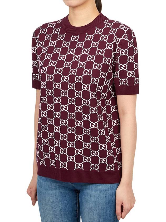 Reversible GG Jacquard Wool Knit Top Bordeaux White - GUCCI - BALAAN 4