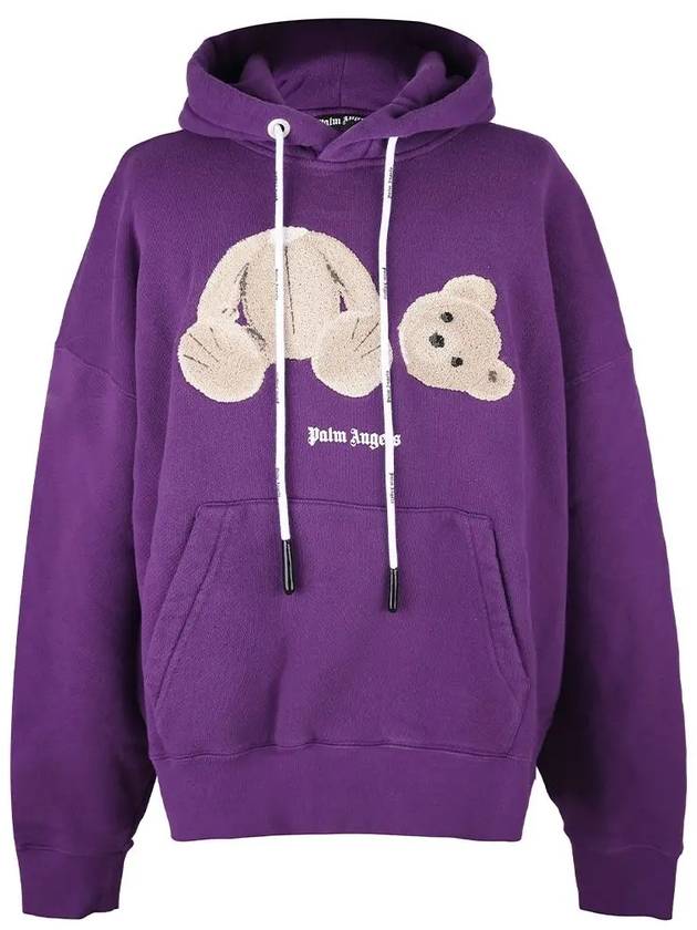 Men's Bear Logo Hoodie Purple - PALM ANGELS - BALAAN.