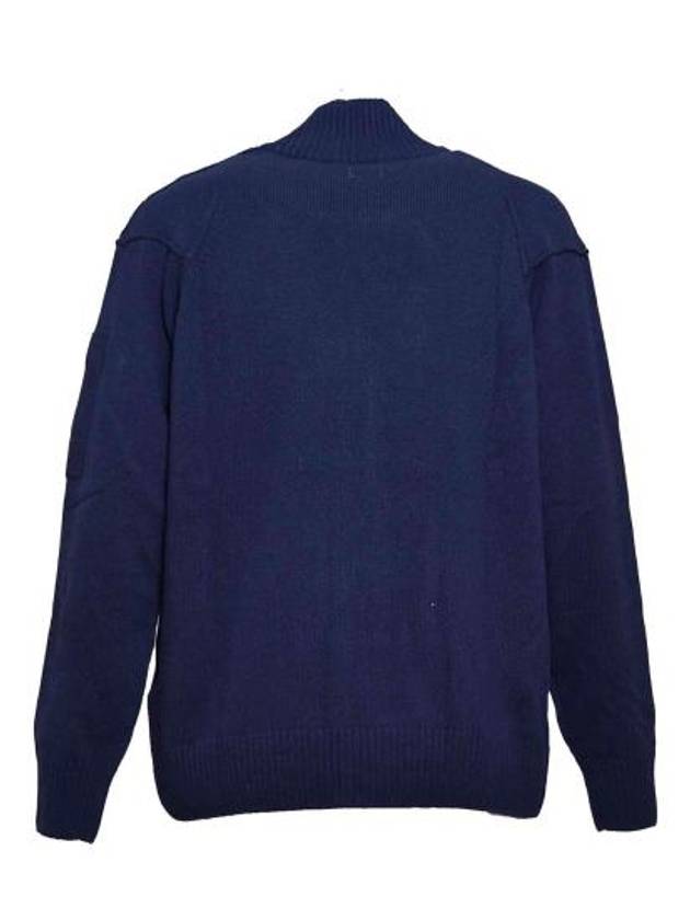 Lambswool GRS Zipped Cardigan Navy - CP COMPANY - BALAAN 3