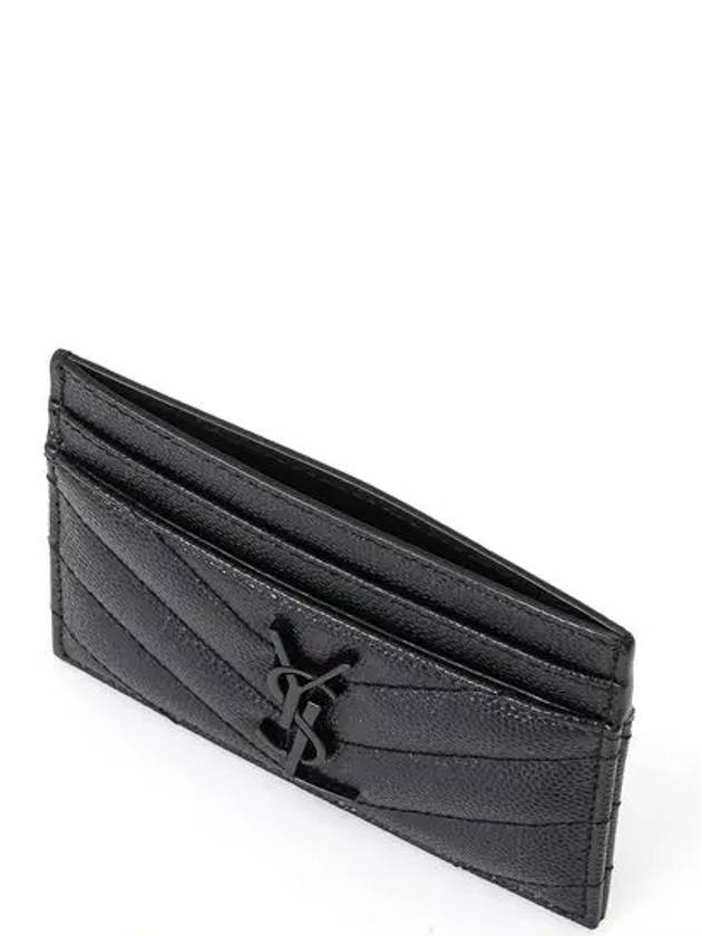 Grande Poudre Textured Matelasse Leather Card Wallet Black - SAINT LAURENT - BALAAN 5