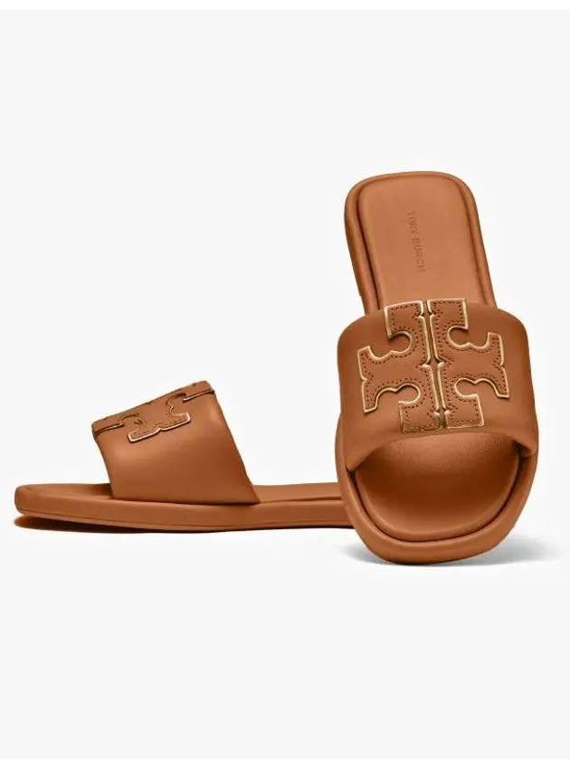 Double T Slide Slippers Brown - TORY BURCH - BALAAN 4