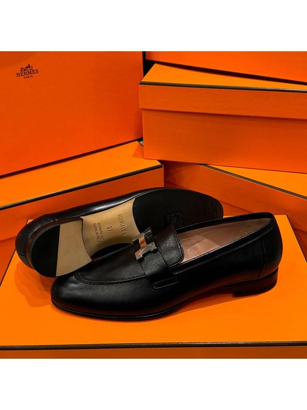 Paris Loafers Goatskin Palladium Noir - HERMES - BALAAN 9