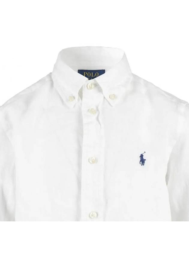 23SS Kids Women's Pony Embroidery Linen Shirt White 865270 005 - POLO RALPH LAUREN - BALAAN 4