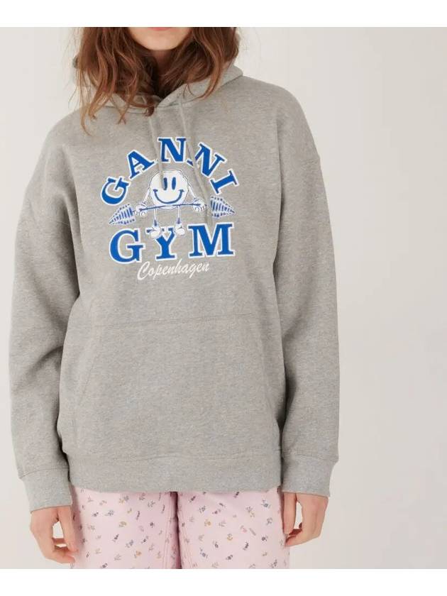 Gym Logo Oversized Hoodie Grey - GANNI - BALAAN 2