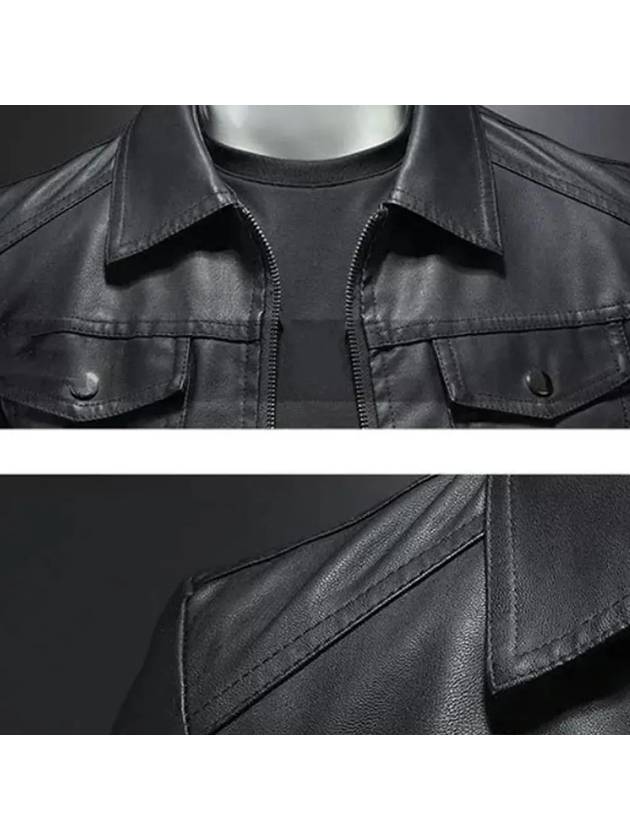 Black zip-up collar neck slim eco-leather jacket LJP122 - IKALOOOK - BALAAN 3