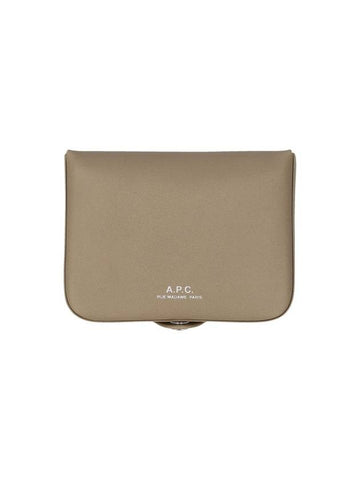 Josh Leather Coin Wallet Beige Grey - A.P.C. - BALAAN 1