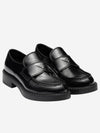 Chocolate Brushed Leather Loafers Black - PRADA - BALAAN 3