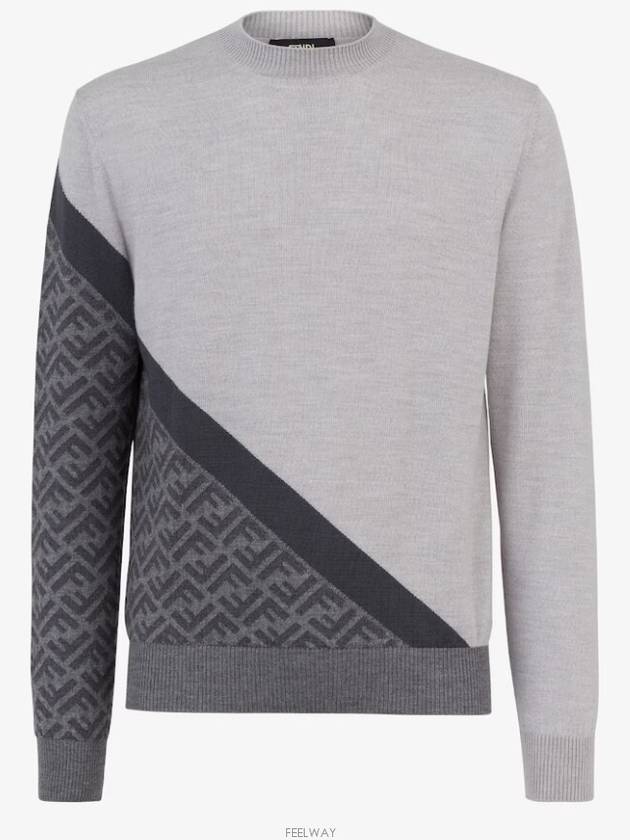 Diagonal Wool Knit Top Grey - FENDI - BALAAN 2