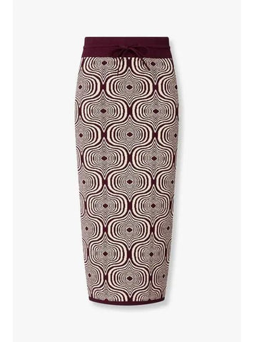 Women s Circle Pattern Knitted Skirt China Plum - DRIES VAN NOTEN - BALAAN 1