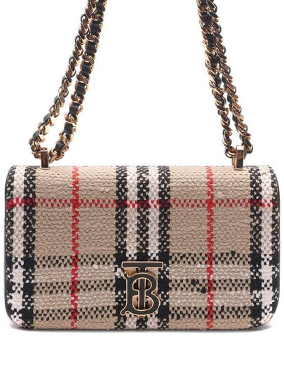 TB Logo Check Bouclé Mini Lola Cross Bag Beige - BURBERRY - BALAAN 2