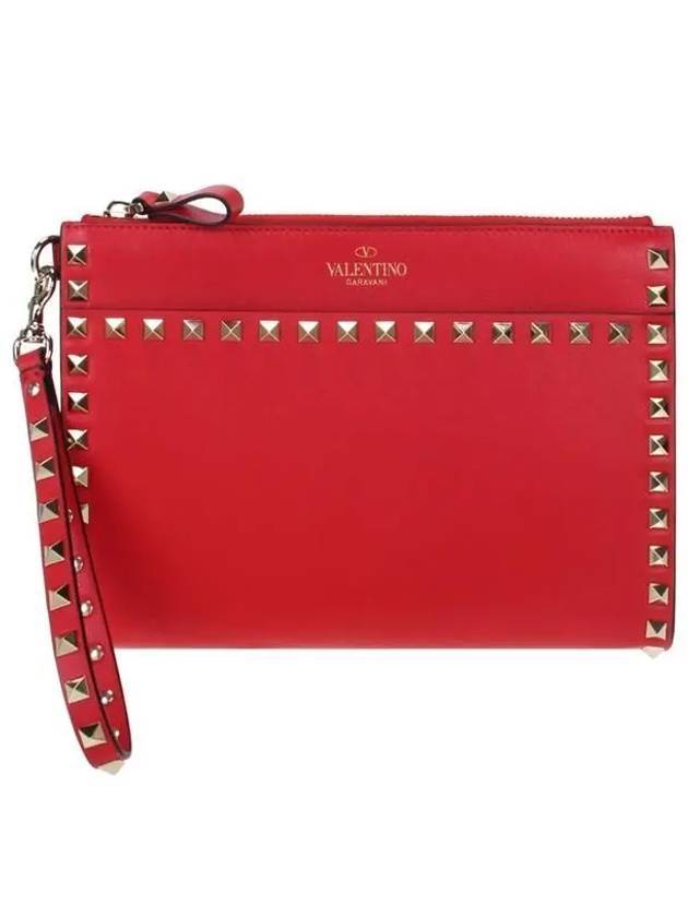 Rockstud Clutch Bag Red - VALENTINO - BALAAN 1