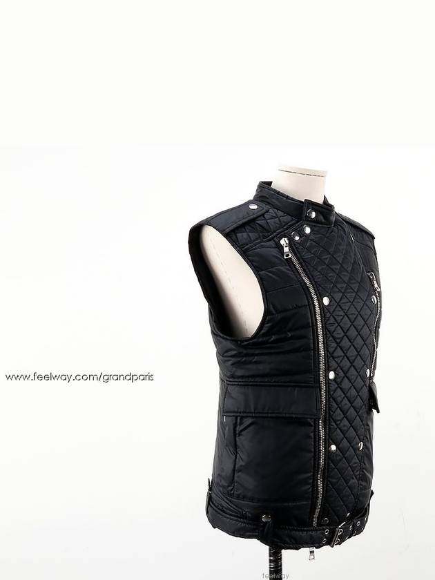 Black Quilted Biker Zip Up Vest M - BALMAIN - BALAAN 3