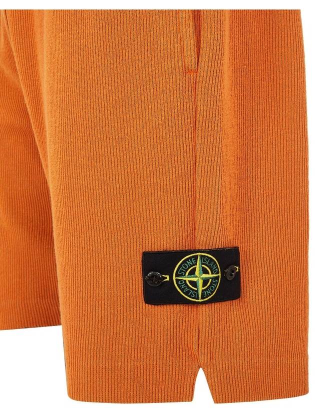 Men's Waffen Patch Ribbed Training Shorts Orange - STONE ISLAND - BALAAN 4