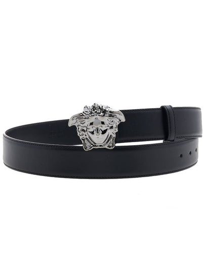 Medusa Buckle Leather Belt Black - VERSACE - BALAAN 2