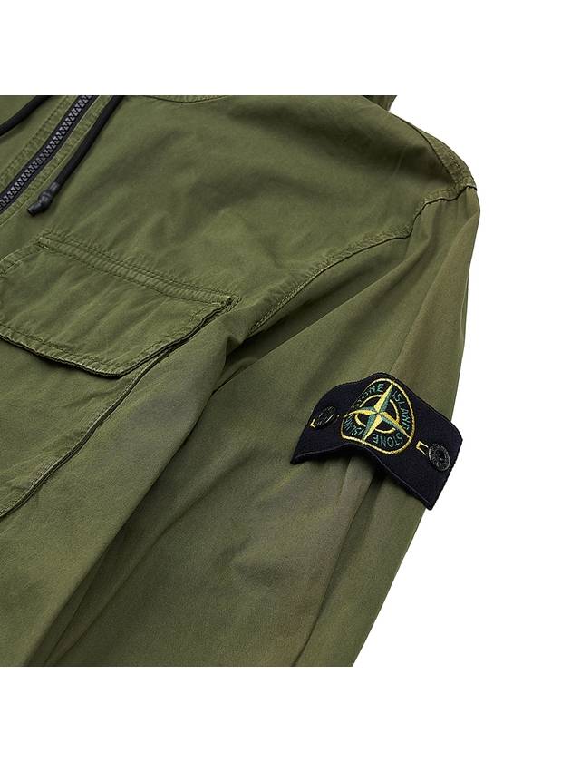 Wappen Patch Old Treatment Hooded Zip Up Olive Green - STONE ISLAND - BALAAN 8