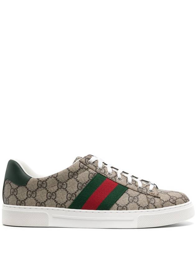 Ace GG Supreme Canvas Low Top Sneakers Beige - GUCCI - BALAAN 2