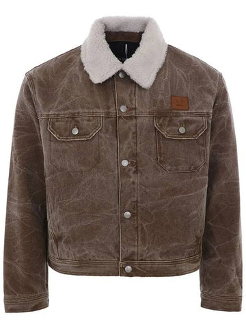 24SS C90161 BROWN Acne Face Logo Padded Denim Jacket - ACNE STUDIOS - BALAAN 1