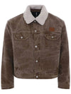 24SS C90161 BROWN Acne Face Logo Padded Denim Jacket - ACNE STUDIOS - BALAAN 2