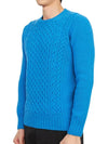 Crew Neck Lambswool Knit Top Blue - DRUMOHR - BALAAN 3