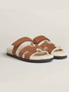 Chypre Shearling Sandals Beige Craft Ecour Brown - HERMES - BALAAN 1