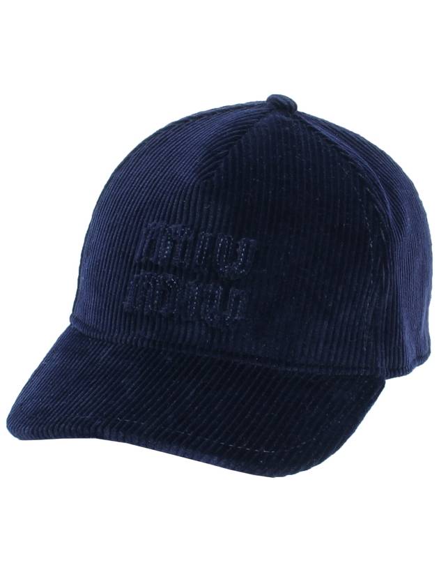 Embossed Logo Velvet Ball Cap Navy - MIU MIU - BALAAN 2