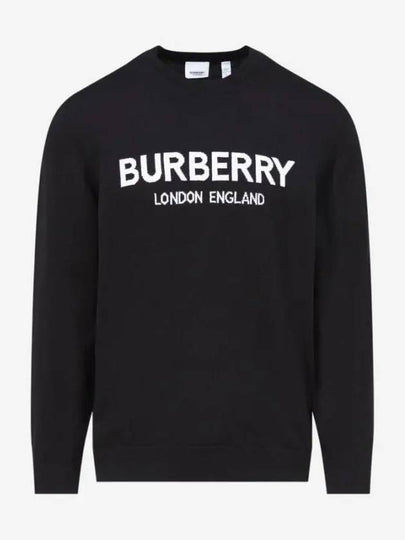 Logo Intarsia Wool Blend Knit Top Black - BURBERRY - BALAAN 2