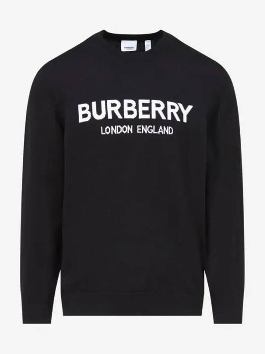 Logo Intarsia Wool Blend Knit Top Black - BURBERRY - BALAAN 2