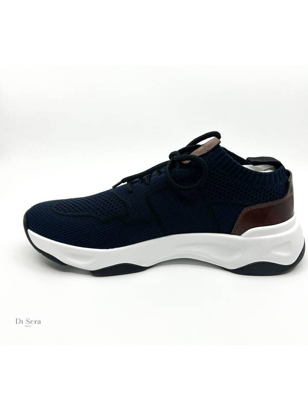 Shadow Knit Leather Low Top Sneakers Navy - BERLUTI - BALAAN 5