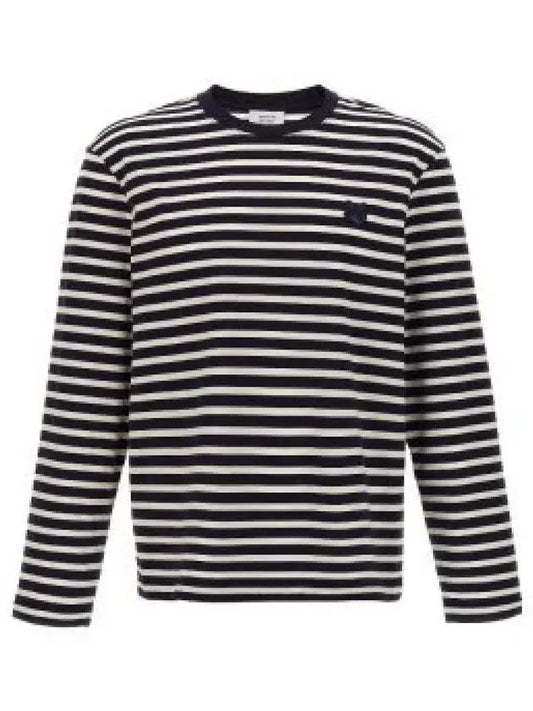 Fox Head Stripe Long Sleeve T-Shirt Navy - MAISON KITSUNE - BALAAN 2